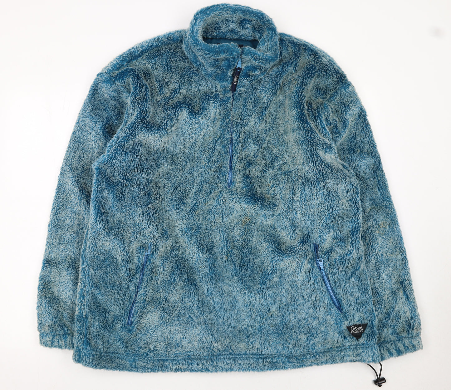 Cotton Traders Men's Blue Fleece 1/4 Zip Pullover Sweatshirt L