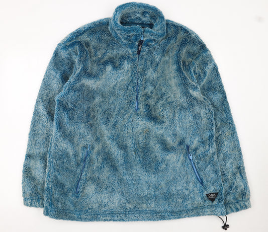 Cotton Traders Men's Blue Fleece 1/4 Zip Pullover Sweatshirt L