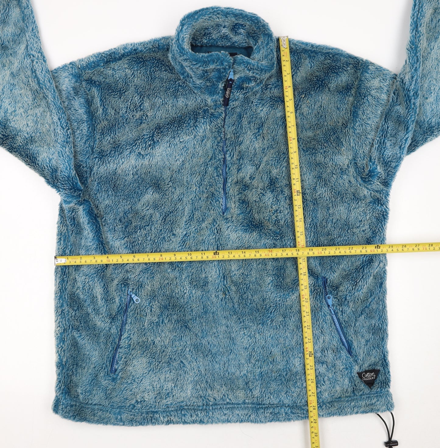 Cotton Traders Men's Blue Fleece 1/4 Zip Pullover Sweatshirt L