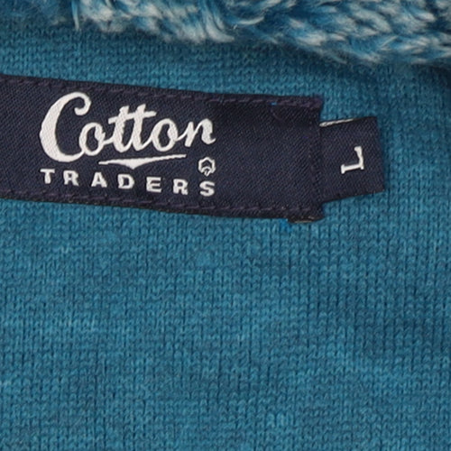 Cotton Traders Men's Blue Fleece 1/4 Zip Pullover Sweatshirt L