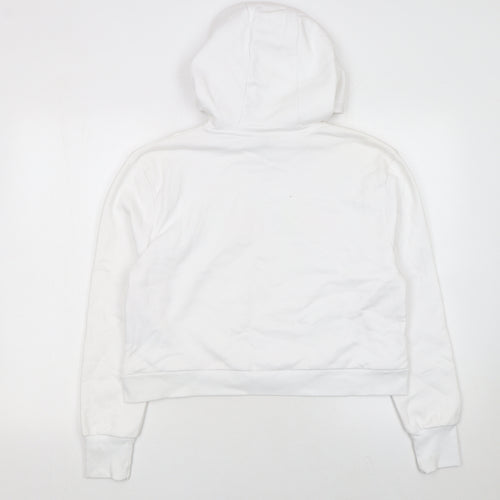 Ellesse Womens White Pullover Hoodie UK 10 Cotton Blend Logo Design