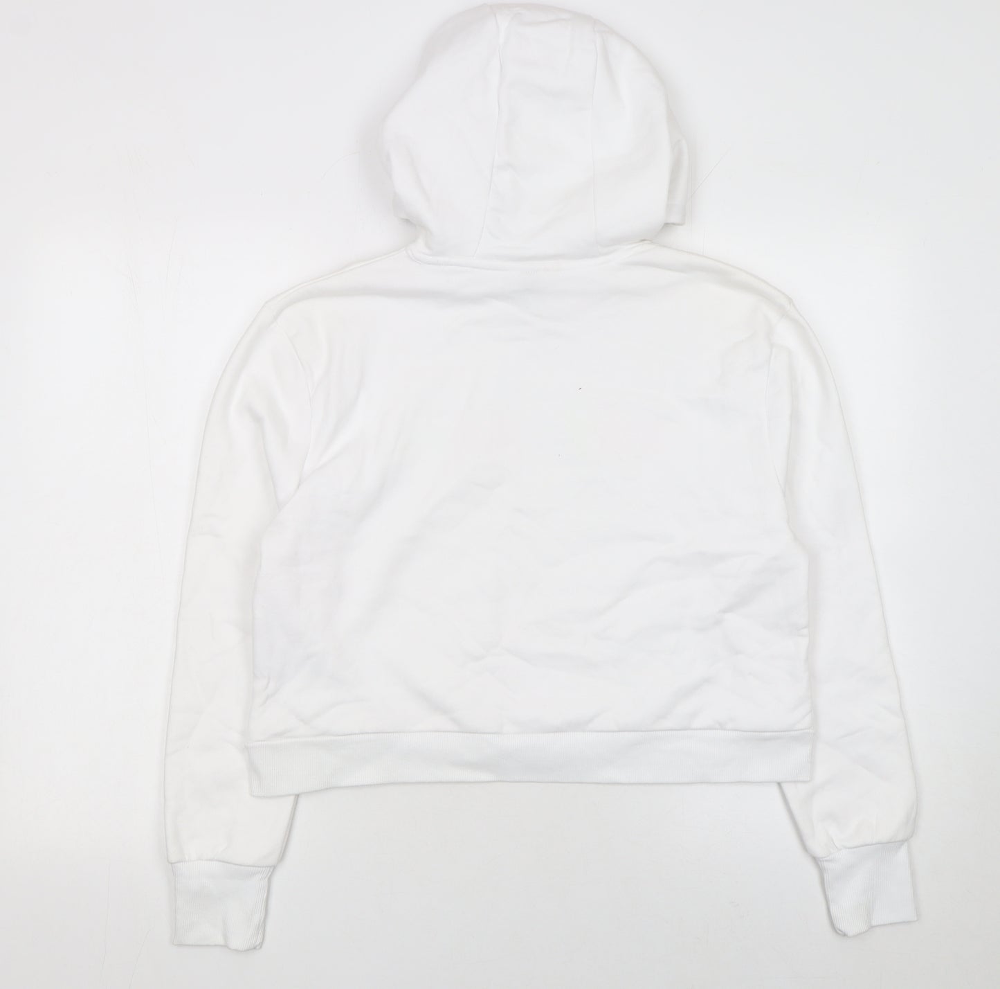 Ellesse Womens White Pullover Hoodie UK 10 Cotton Blend Logo Design