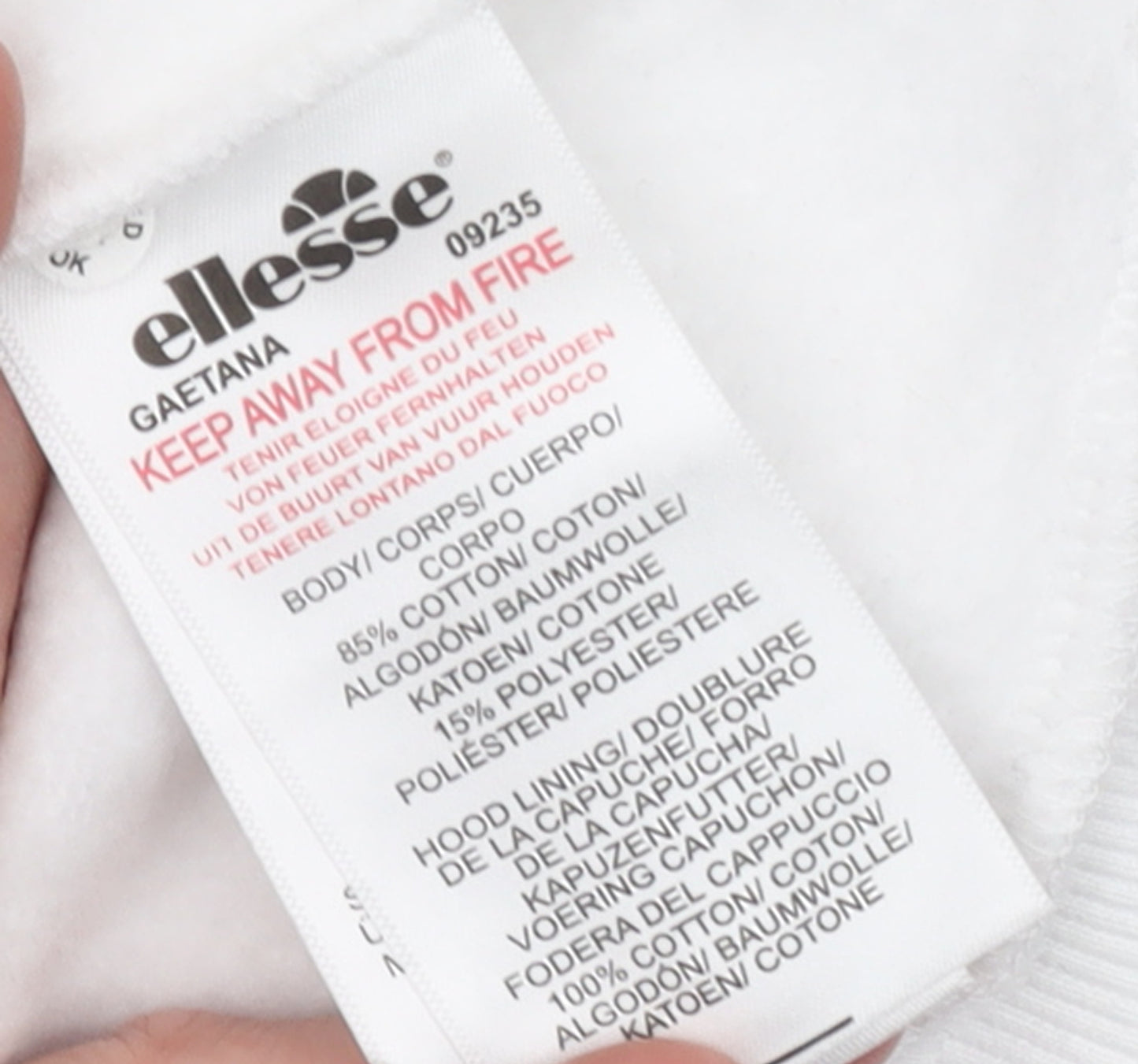 Ellesse Womens White Pullover Hoodie UK 10 Cotton Blend Logo Design