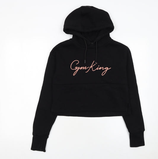 Gym King Women Black Crop Hoodie Size 8 Cotton Blend Pullover