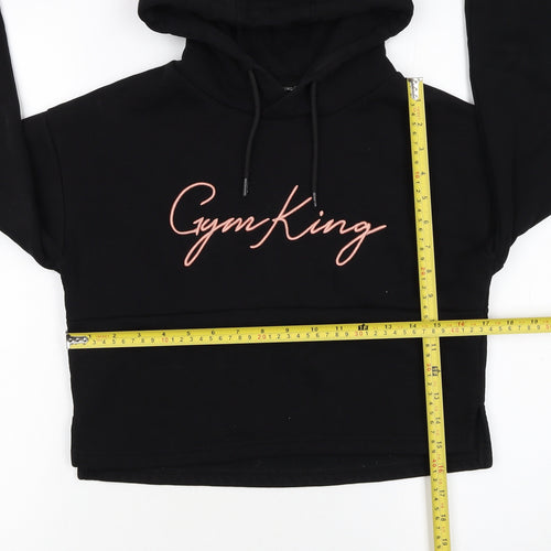 Gym King Women Black Crop Hoodie Size 8 Cotton Blend Pullover
