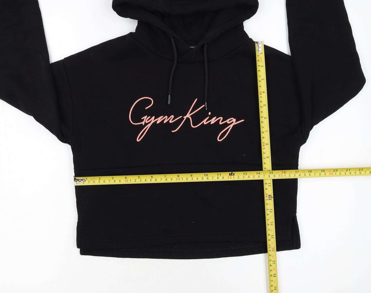 Gym King Women Black Crop Hoodie Size 8 Cotton Blend Pullover
