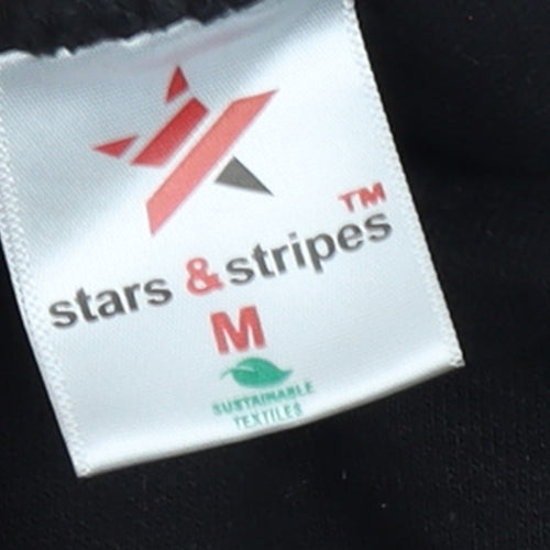 Stars & Stripes Men’s Black Pullover Fleece Hoodie Size M Regular Fit