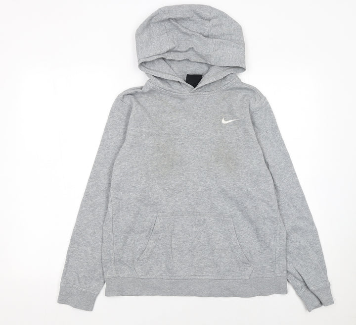Nike Boys Grey Pullover Hoodie XL 13-15 Years Regular Fit Sportswear
