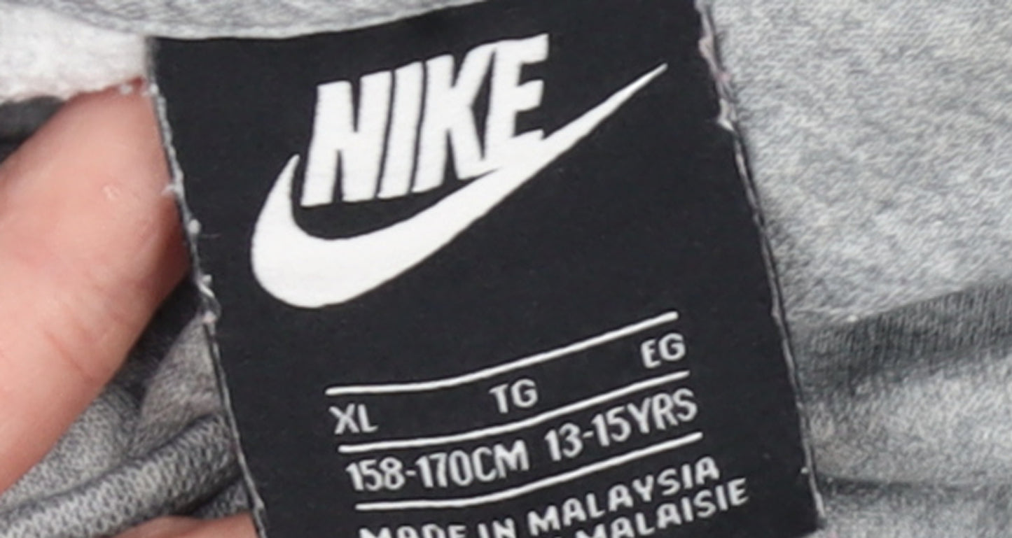 Nike Boys Grey Pullover Hoodie XL 13-15 Years Regular Fit Sportswear