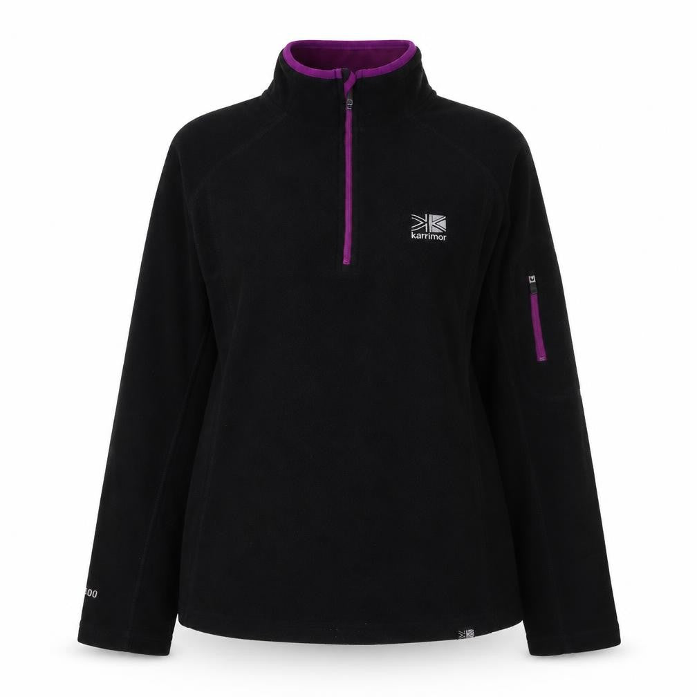 Front view of Karrimor Women Black Fleece 1/4 Zip Pullover Sweatshirt, size 10