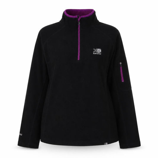 Front view of Karrimor Women Black Fleece 1/4 Zip Pullover Sweatshirt, size 10