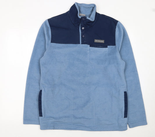Columbia Men’s Blue Fleece Henley Sweatshirt L Outdoor Hiking
