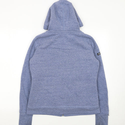 Superdry Women Blue Full Zip Hoodie Sherpa Lined Size L