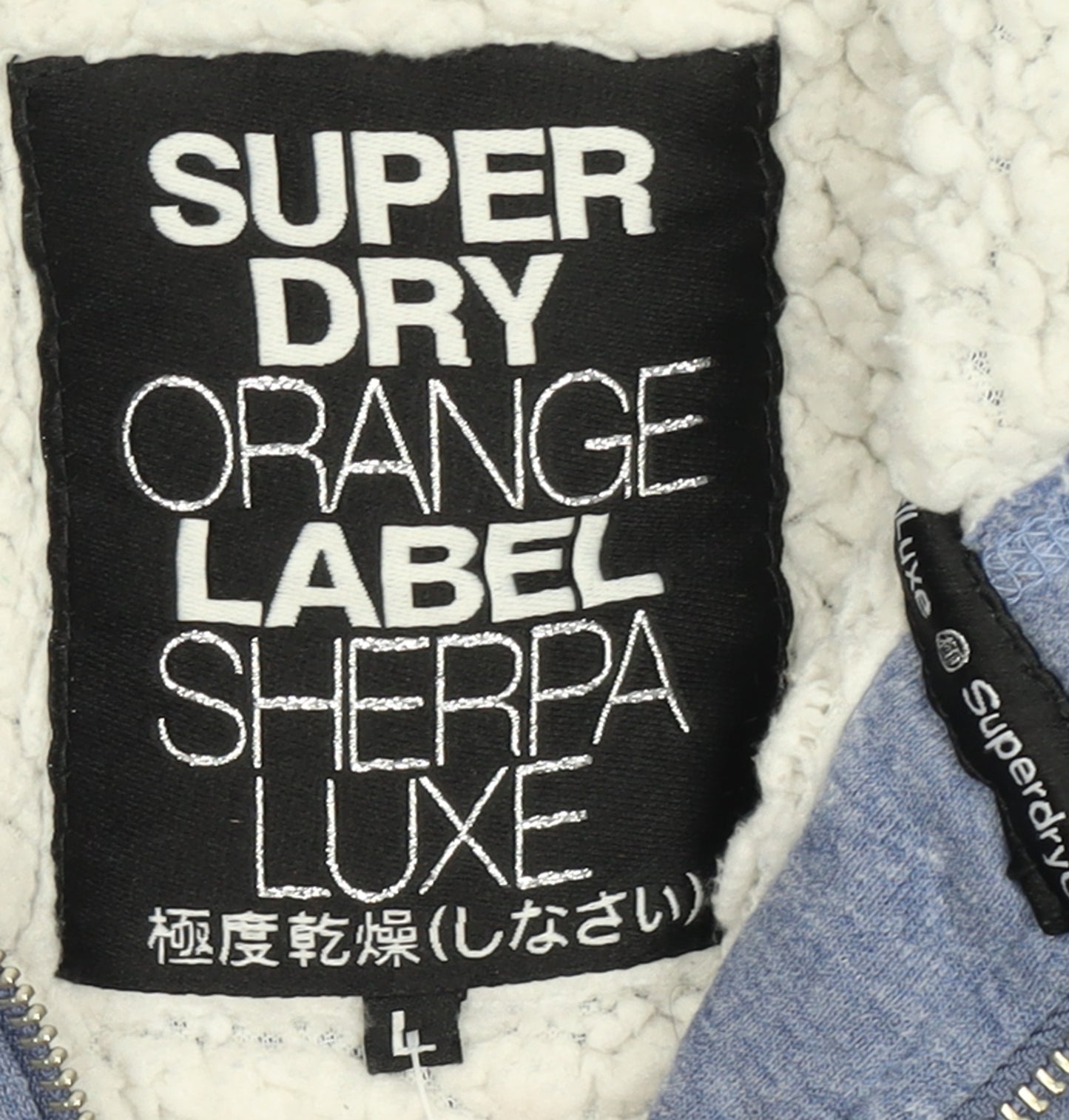 Superdry Women Blue Full Zip Hoodie Sherpa Lined Size L