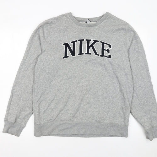 Nike Womens Grey Crew Neck Pullover Sweatshirt Size M