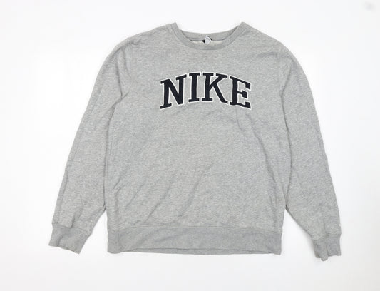 Nike Womens Grey Crew Neck Pullover Sweatshirt Size M