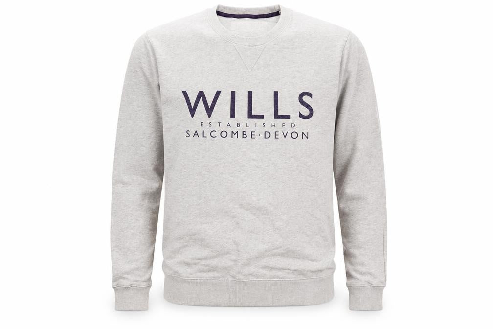 Front view of Jack Wills Men's Grey Pullover Sweatshirt M Crew Neck Logo