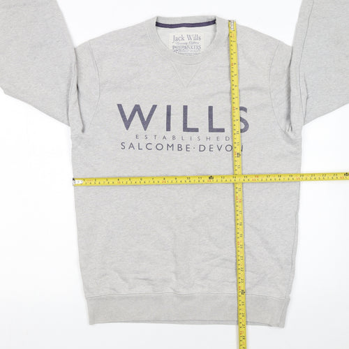 Jack Wills Men's Grey Pullover Sweatshirt M Crew Neck Logo
