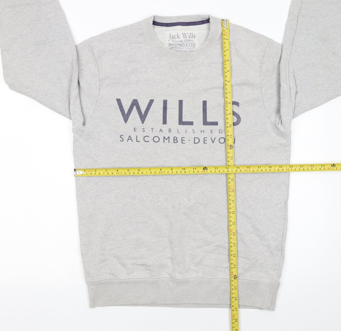 Jack Wills Men's Grey Pullover Sweatshirt M Crew Neck Logo