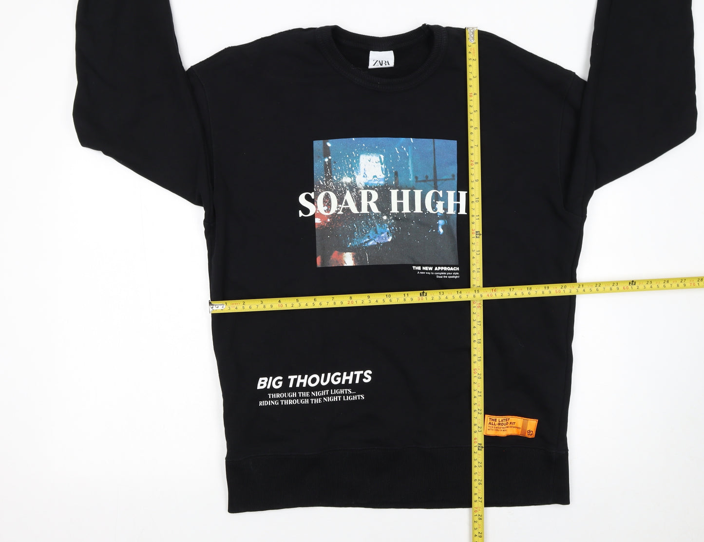 Zara Men's Black Graphic Print Pullover Sweatshirt Size M