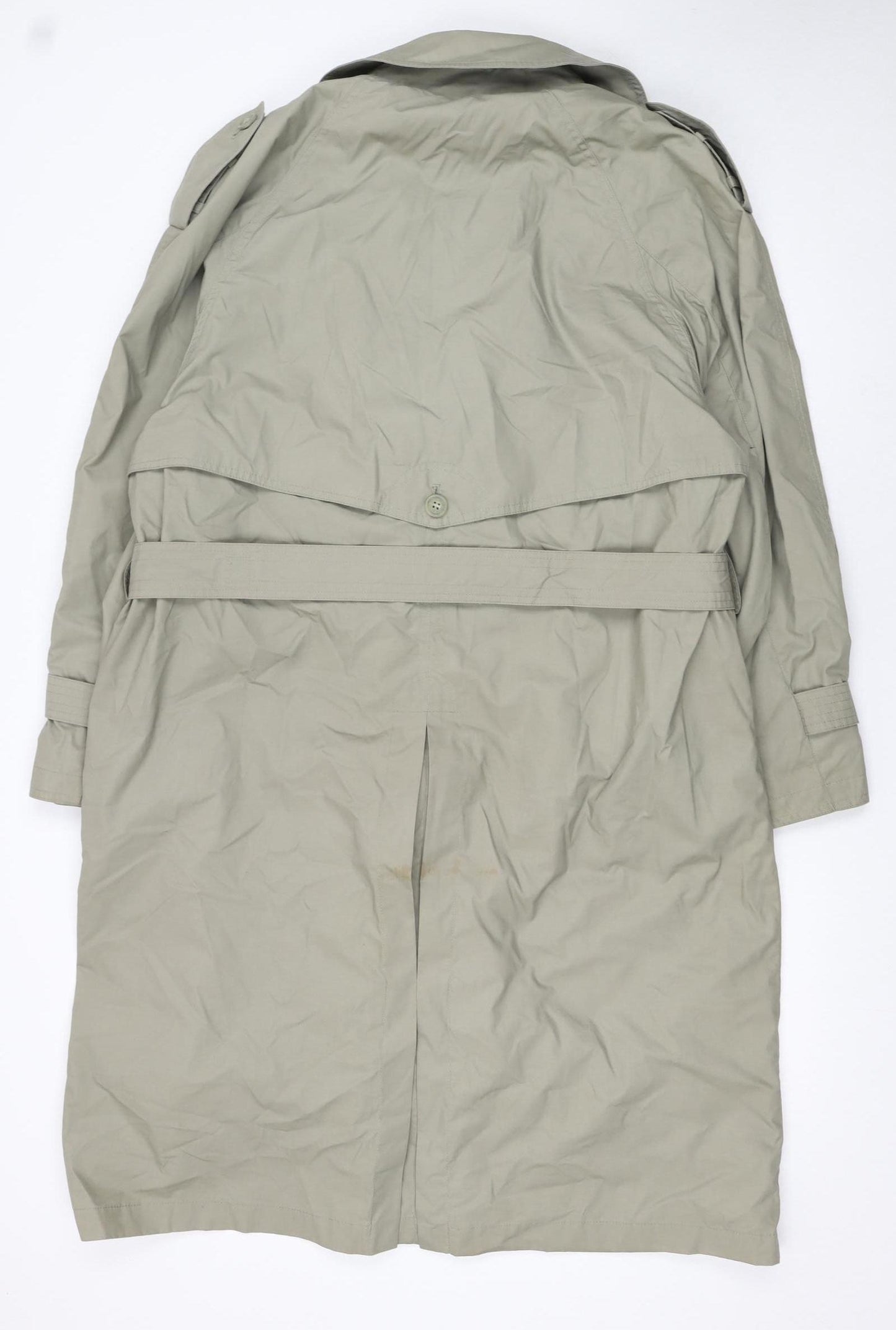 Canda Women's Beige Long Trench Coat Size 16 Belted Classic Style