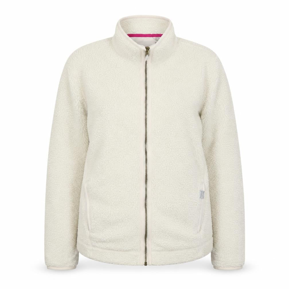 Front view of Joules Women's Ivory Full Zip Fleece Jacket, size 10