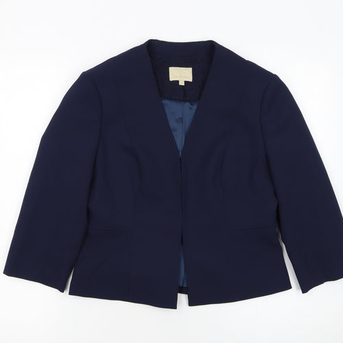 Jenny Packham Women's Blue Size 10 Tailored Blazer Jacket