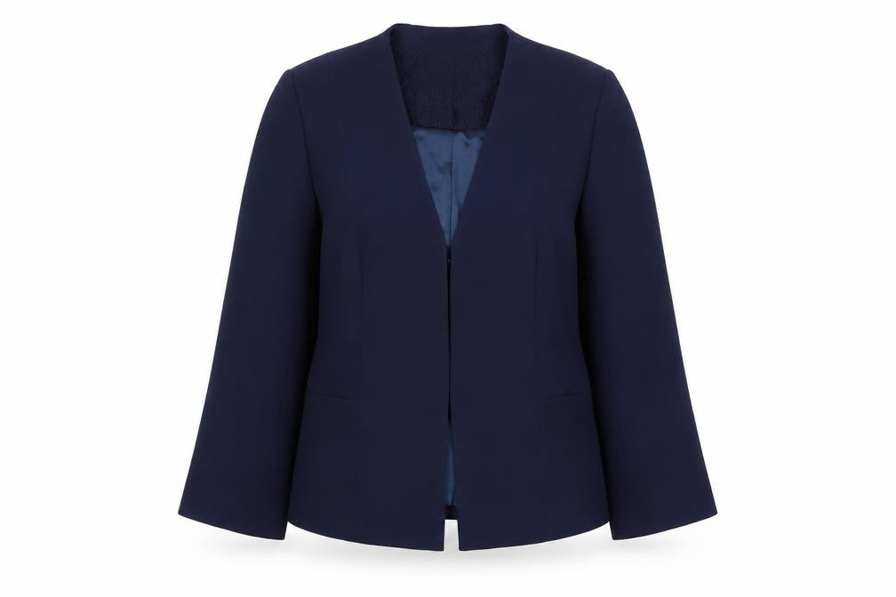 Front view of Jenny Packham Women's Blue, size 10, Tailored Blazer Jacket