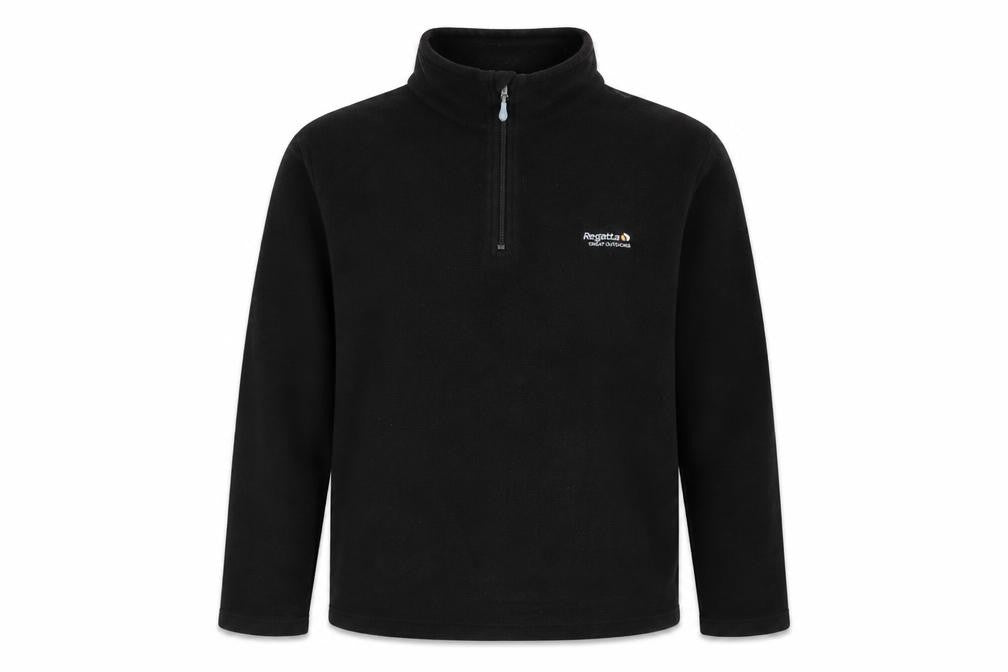 Front view of Regatta Men's Black Fleece 1/4 Zip Pullover Sweatshirt M