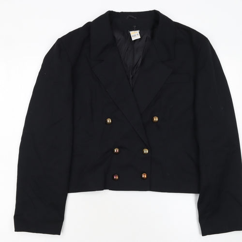 Etam Women Black Size 16 Double-Breasted Cropped Blazer