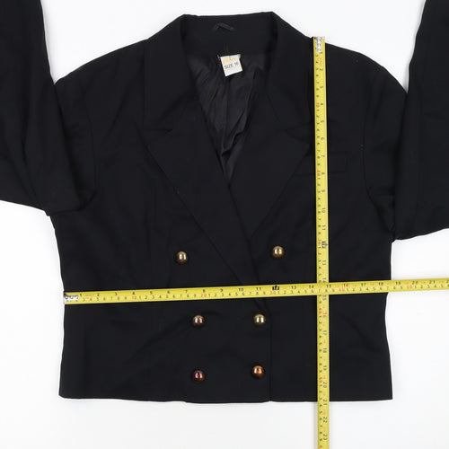 Etam Women Black Size 16 Double-Breasted Cropped Blazer