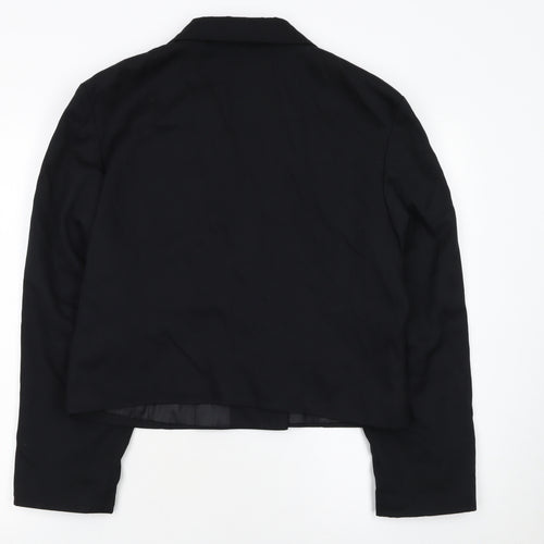 Etam Women Black Size 16 Double-Breasted Cropped Blazer