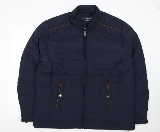 Armand Thiery Men's Blue 3XL Puffer Jacket with Zip Pockets