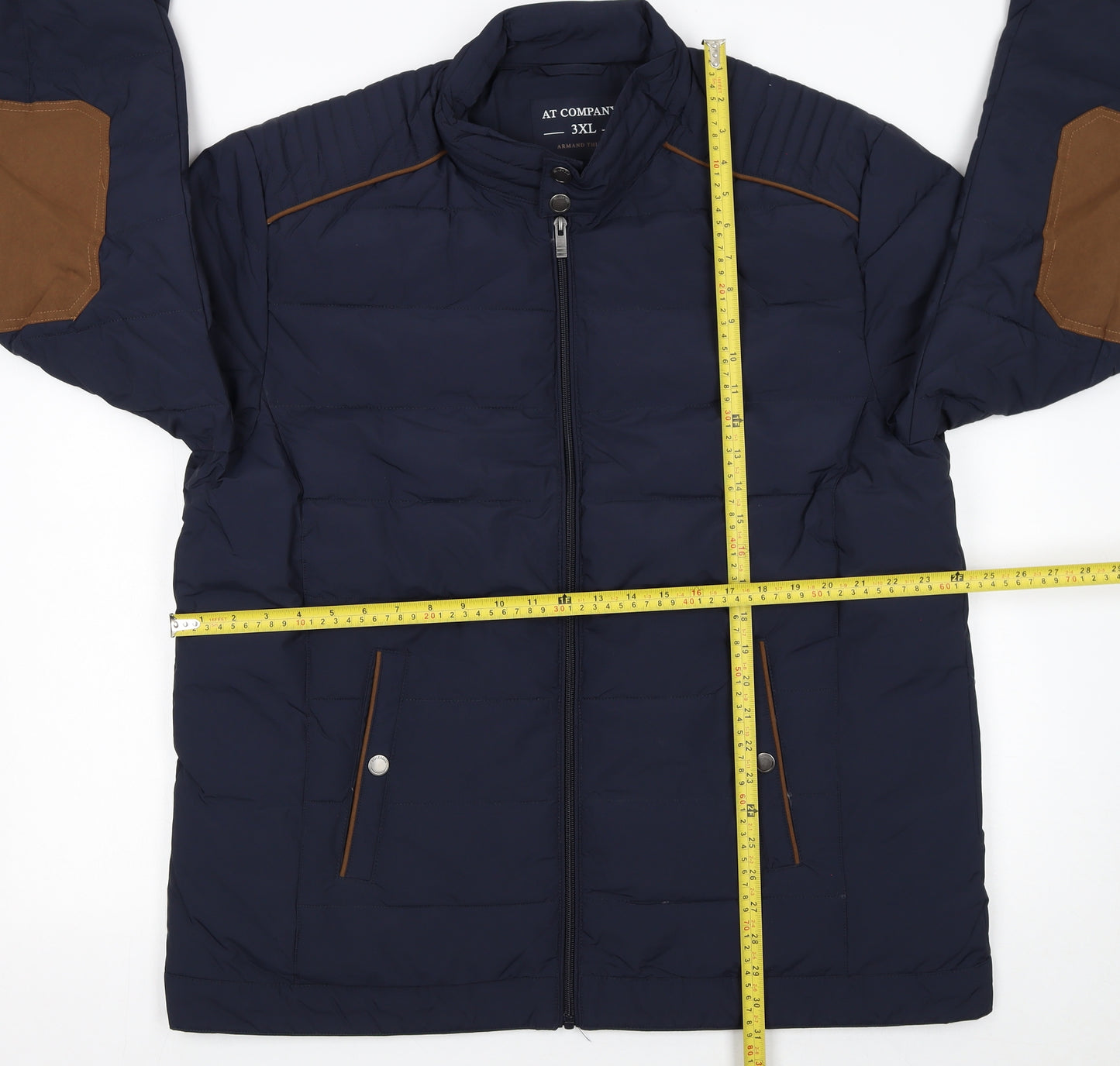 Armand Thiery Men's Blue 3XL Puffer Jacket with Zip Pockets