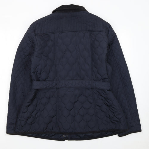 Monsoon Women's Blue Quilted Mid-Length Belted Jacket Size 18