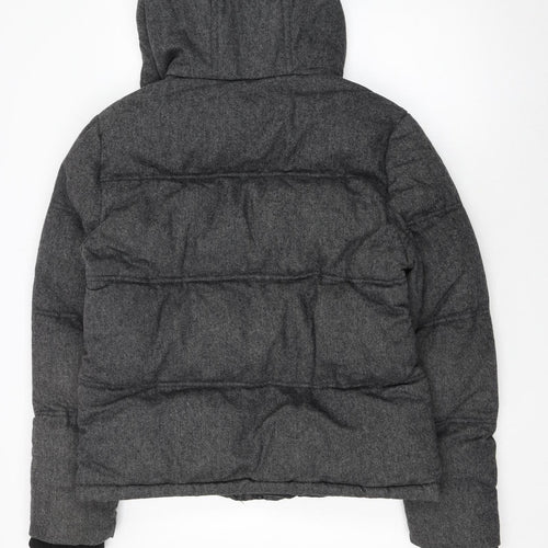 Burton Menswear Men Grey Hooded Puffer Jacket Medium