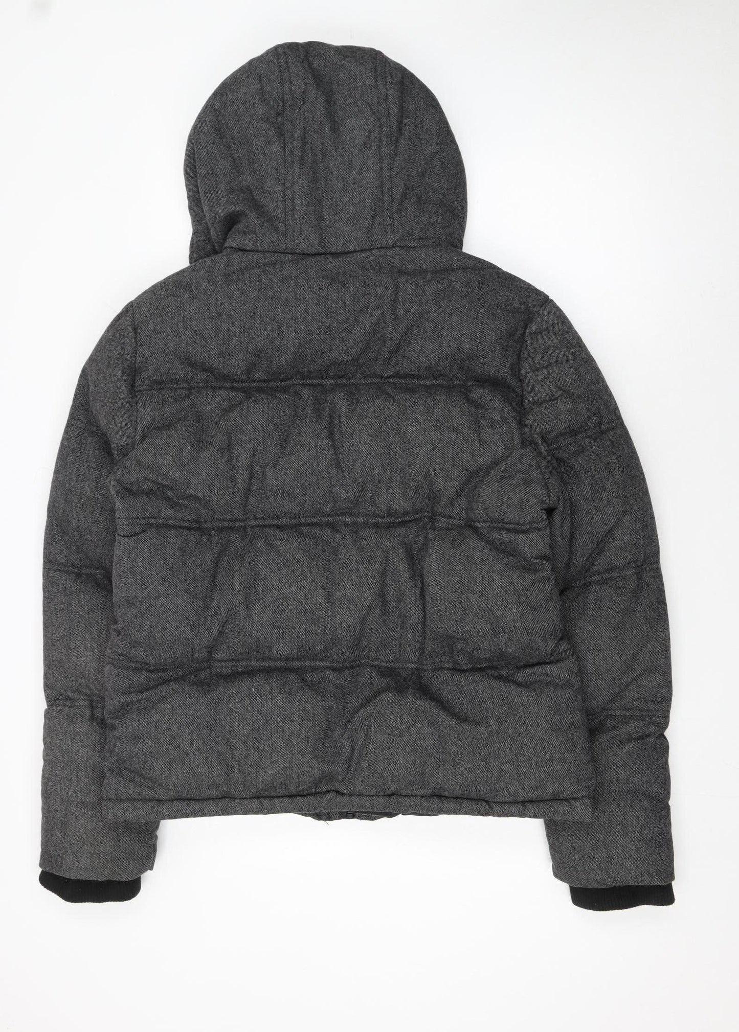 Burton Menswear Men Grey Hooded Puffer Jacket Medium