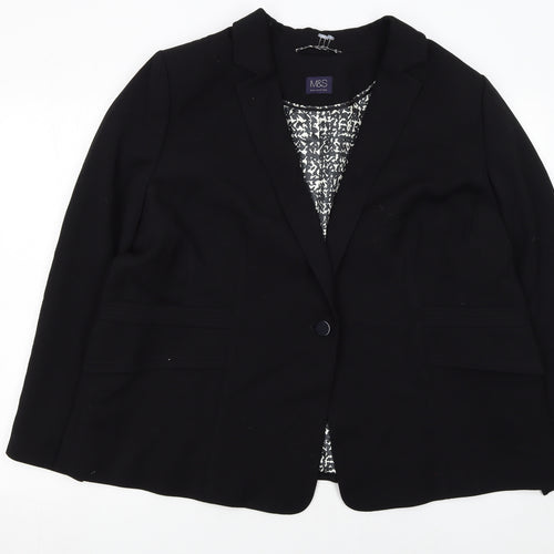 Marks and Spencer Women’s Black Size 24 Single-Breasted Blazer