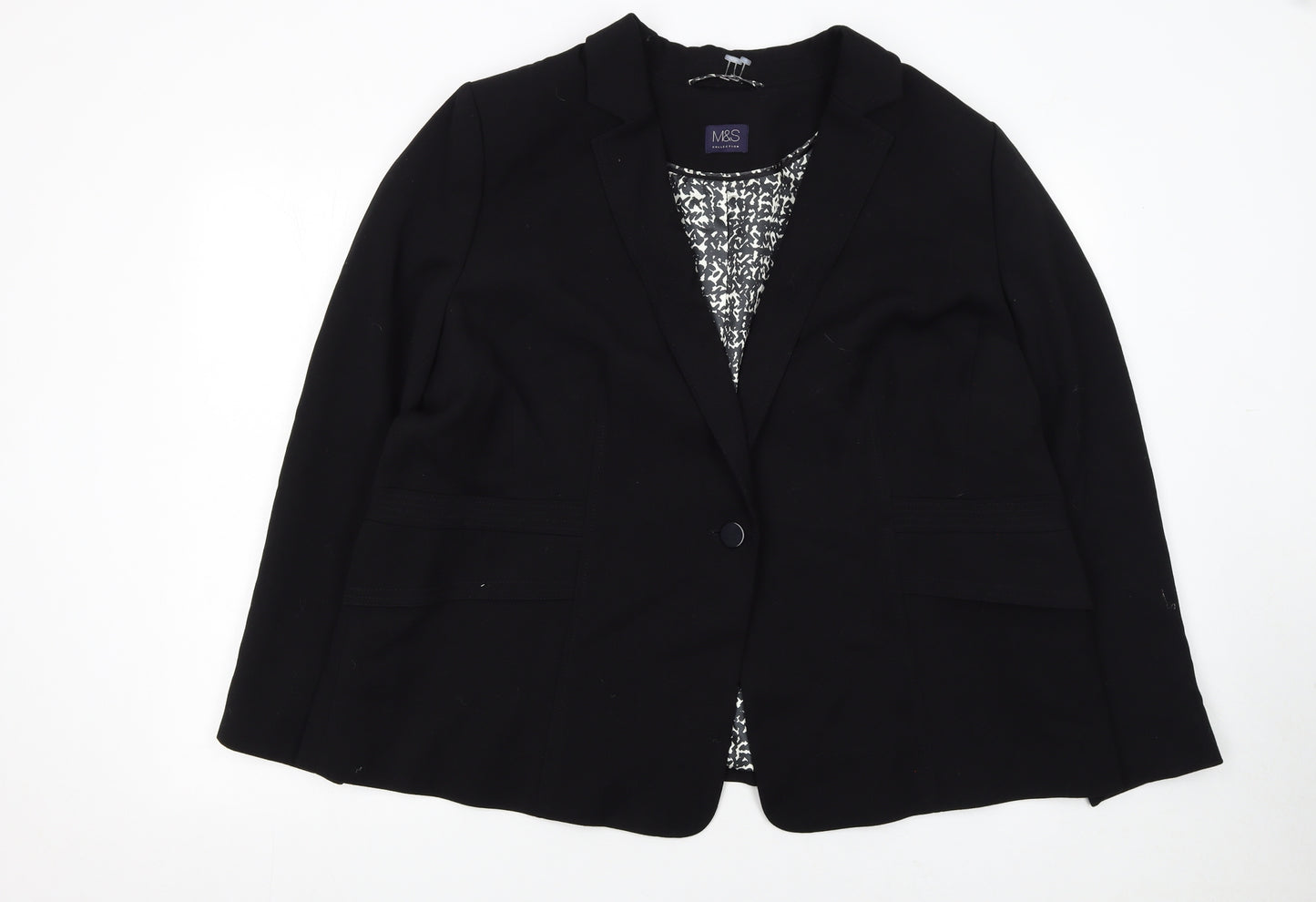 Marks and Spencer Women’s Black Size 24 Single-Breasted Blazer
