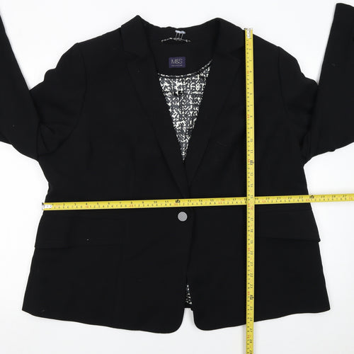 Marks and Spencer Women’s Black Size 24 Single-Breasted Blazer