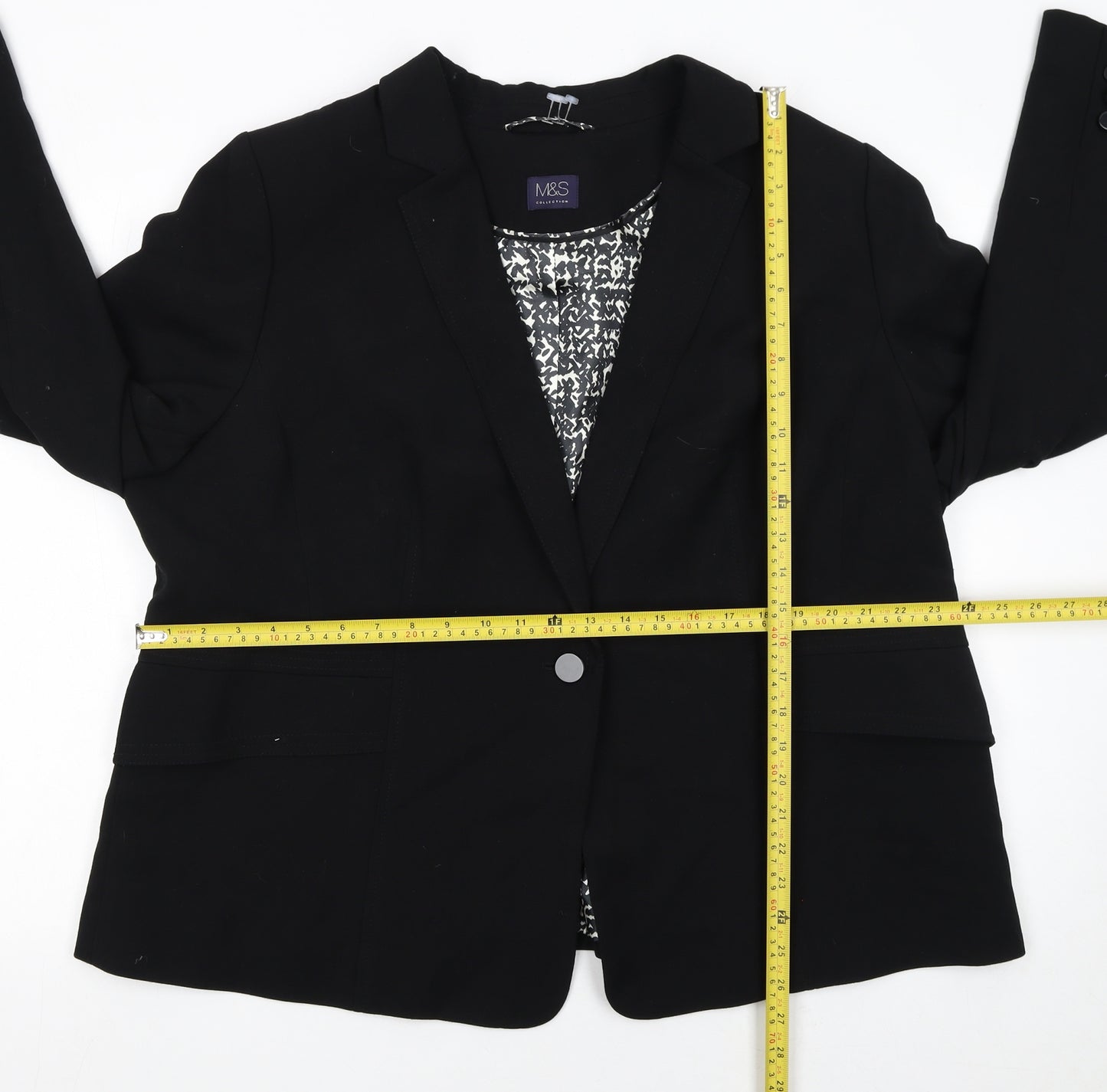 Marks and Spencer Women’s Black Size 24 Single-Breasted Blazer