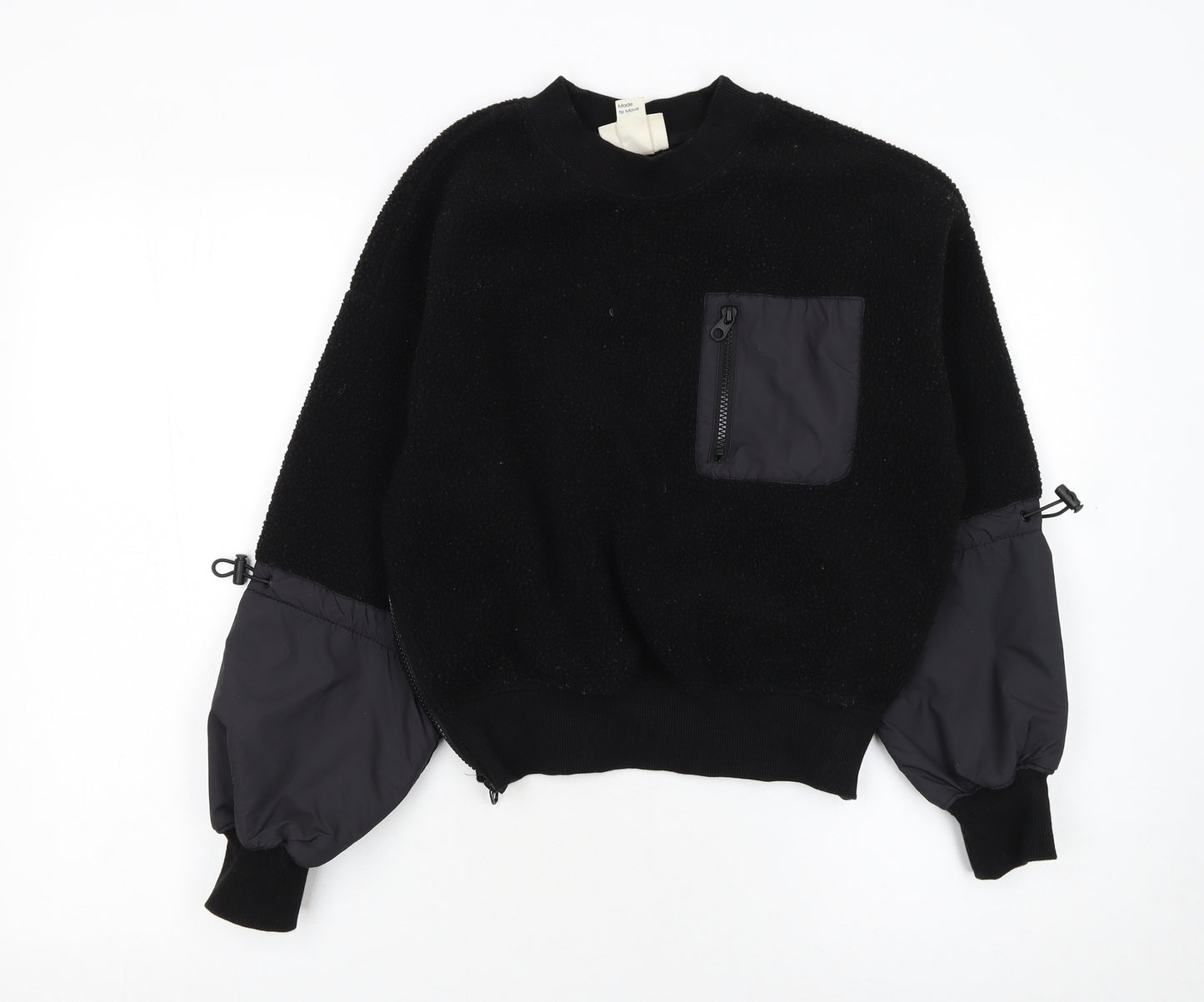 H&M Move Womens Black XS Pullover Sweatshirt with Zip Pocket