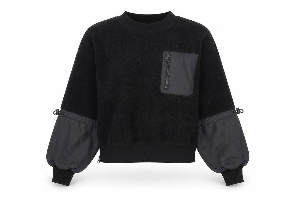 Front view of H&M Move women’s black xs pullover sweatshirt with zip pocket