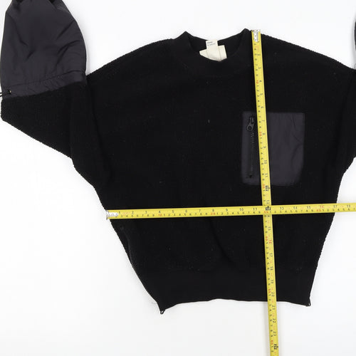H&M Move Womens Black XS Pullover Sweatshirt with Zip Pocket