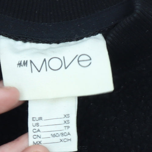 H&M Move Womens Black XS Pullover Sweatshirt with Zip Pocket