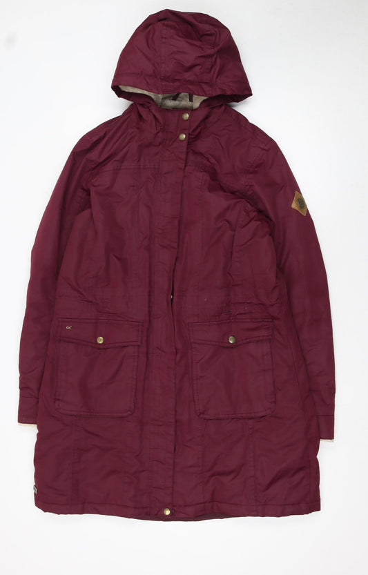 Regatta Women's Red Hooded Parka Coat Size 16 Water Resistant