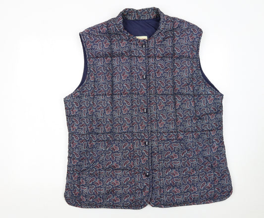 Hoggs of Fife Women Blue Paisley Padded Waistcoat Size 18