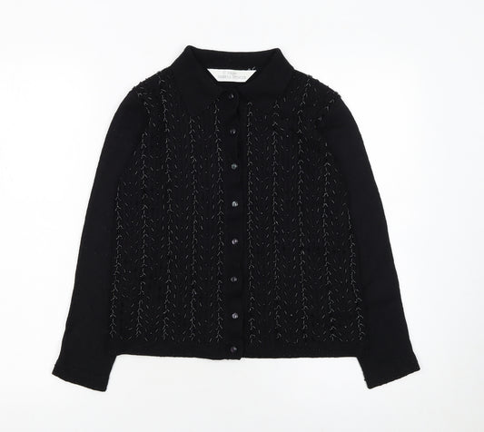 Marks and Spencer Women's Black Collared Cardigan Size 12 Wool Blend