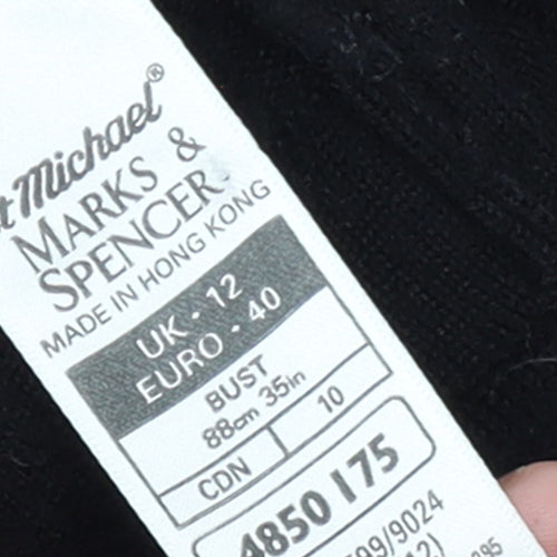 Marks and Spencer Women's Black Collared Cardigan Size 12 Wool Blend