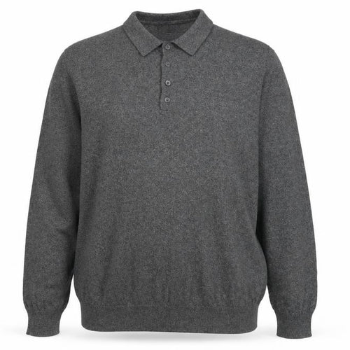 ASOS Men’s Grey Cotton Long Sleeve Polo Shirt 2XL Regular Fit